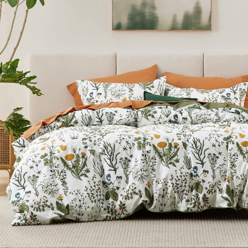 King 104 x90 13 CottonGreenFloral NoComforter 01