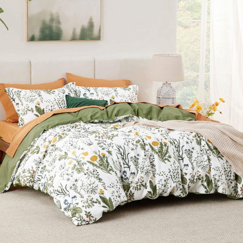 King 104 x90 13 CottonGreenFloral NoComforter 02