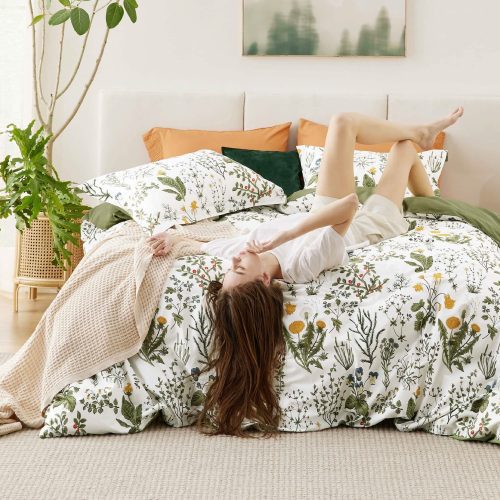 King 104 x90 13 CottonGreenFloral NoComforter 04