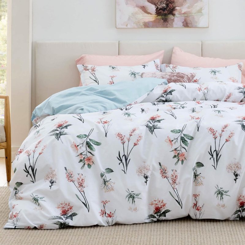 Queen 90 x90 12 CottonFloralWhite NoComforter 01