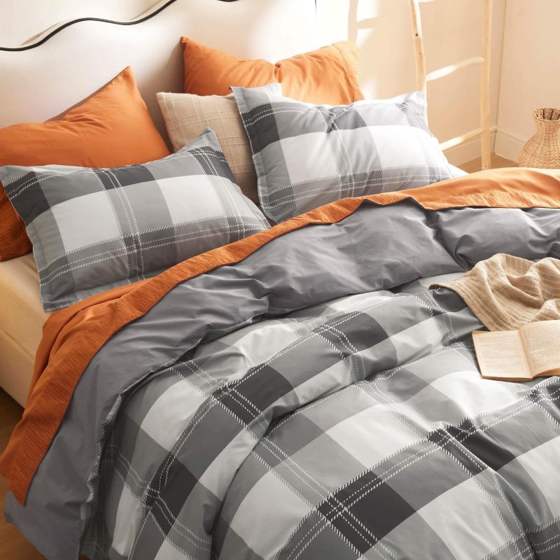 Queen 90 x90 13 CottonPlaidGrey NoComforter 04