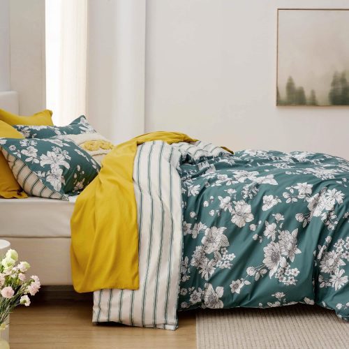 Queen 90 x90 14 CottonFloralGreen NoComforter 06