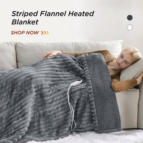 StripedFlannelHeatedBlanket